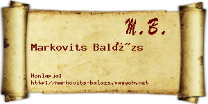 Markovits Balázs névjegykártya